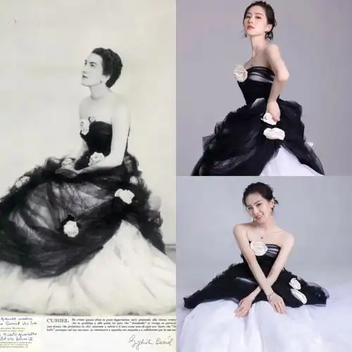 curiel高定薄纱白玫瑰礼服in演员刘诗诗