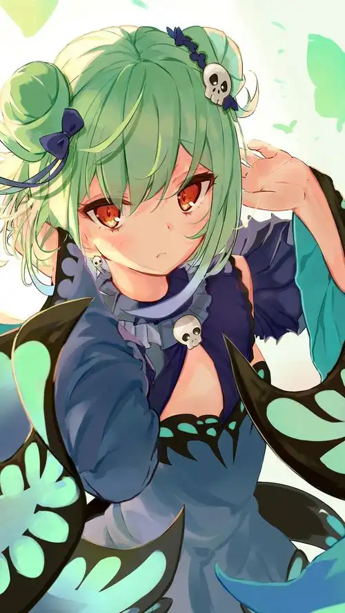 娇羞俏皮的动漫粉发女孩手机壁纸