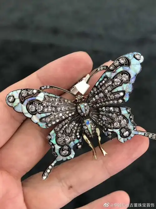 蝴蝶欧泊钻石古董珠宝