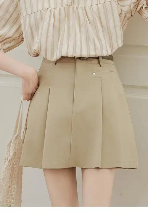 现货实拍不低于89夏季新款百搭a字裙百褶裙短裙高腰半身裙配腰… - 17