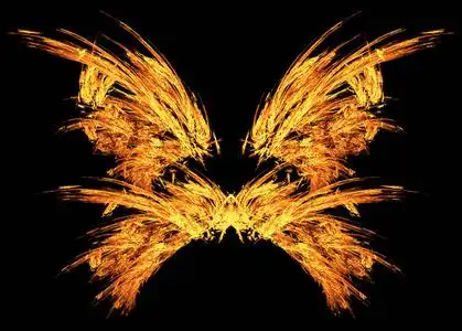 有翅膀的火焰火炬火鸟轮廓标志模板黑色背景手绘轮廓飞凤或鹰与展开