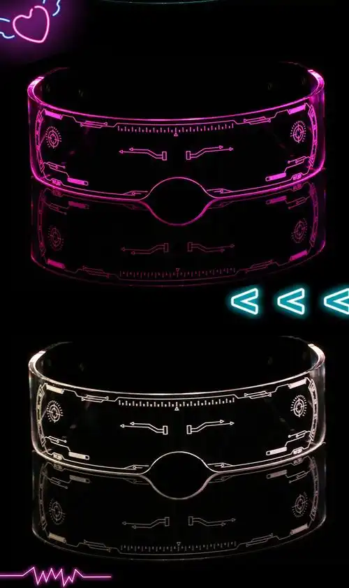 眼镜led未来感高科技网红个性搞怪蹦迪嘻哈科幻男女常规款七彩呼吸慢