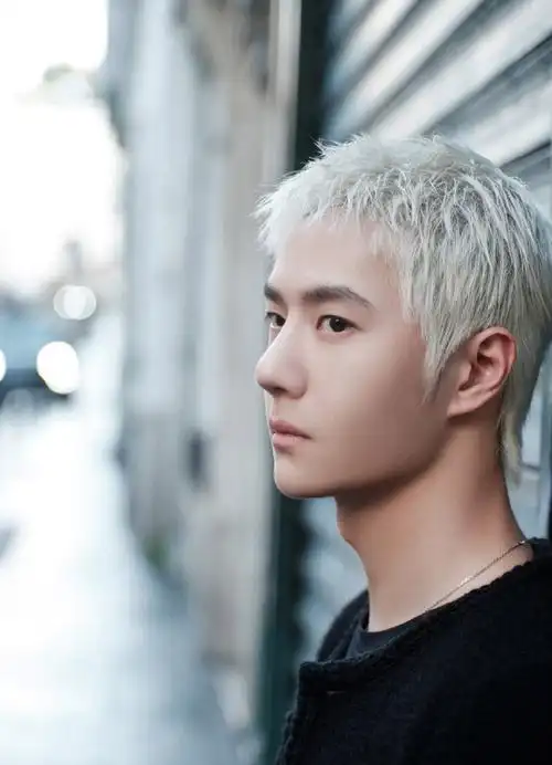 王一博 × 巴黎时装周来自香·啵巴黎街头的一组拍摄,一头炫酷银发