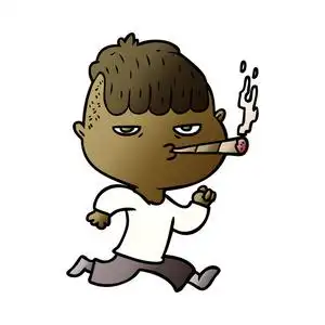卡通人物跑步时抽烟照片