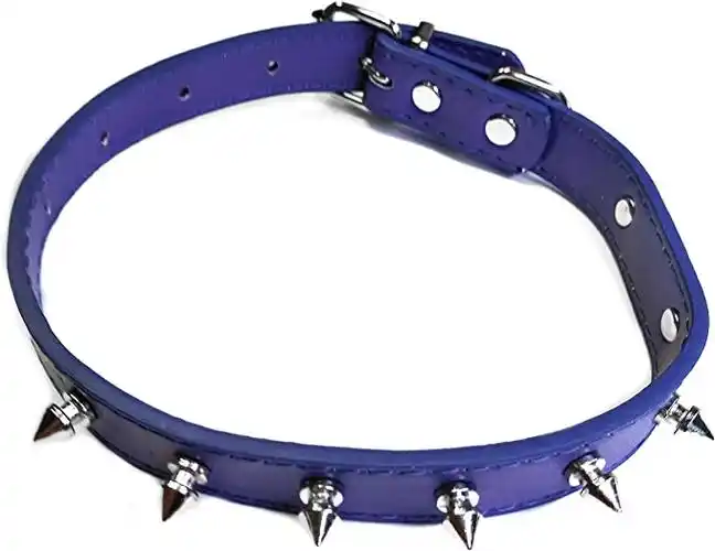 尖刺狗项圈人造皮革 - 中型犬用铆钉 - 各种颜色高达 15.