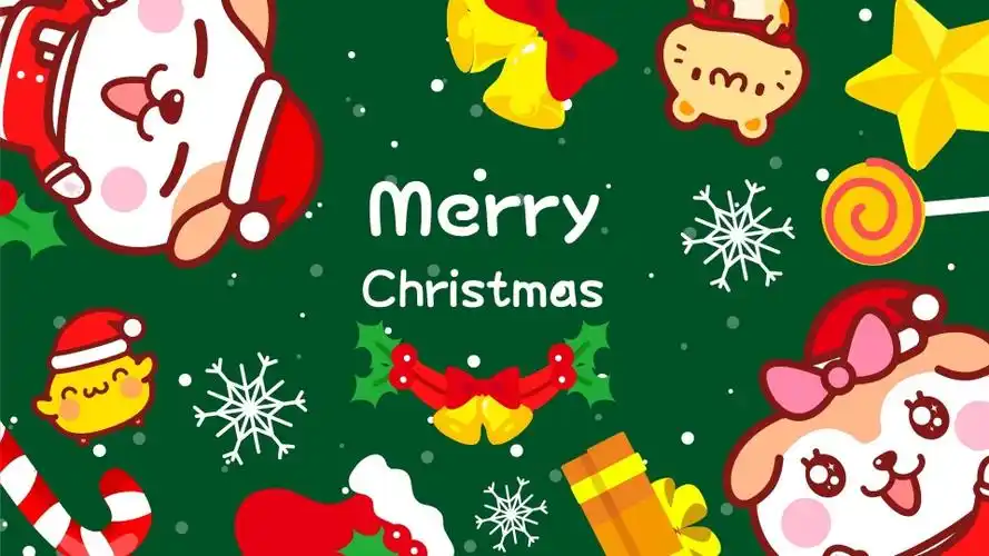 2021秋田君圣诞节主题可爱卡通图片壁纸