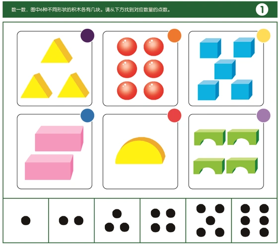 能手口一致的点数,报数,大胆表达自己的想法;巩固学习10以内数的点数