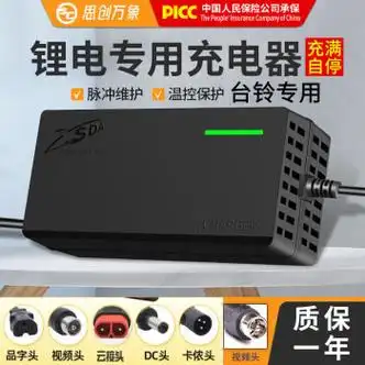 适用于台铃电动车锂电池充电器48v2a60v72v原装通用台铃48v2a品字头