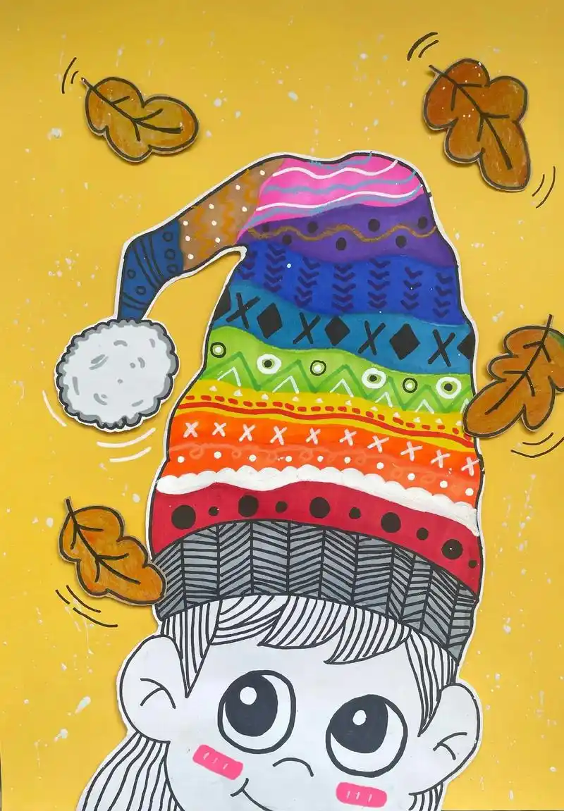 《彩色的帽子》#少儿美术教育 #一起学画画 #艺术培训 #创 - 抖音