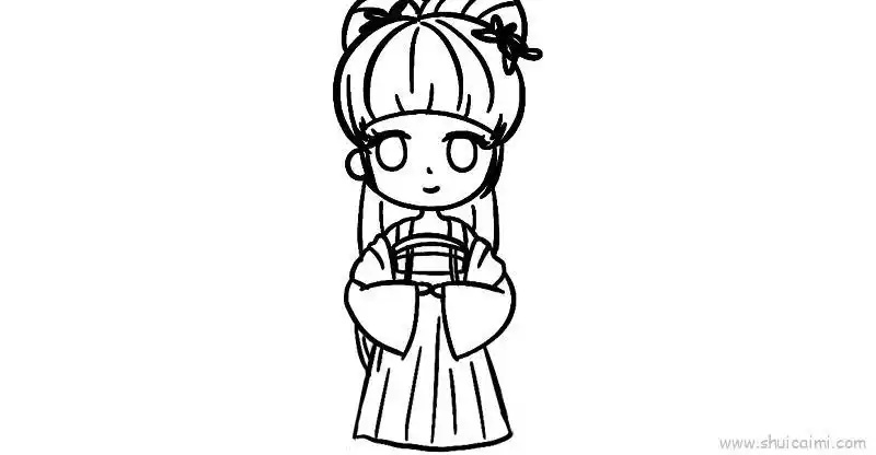 古装美女儿童画怎么画 古装美女简笔画图片大全