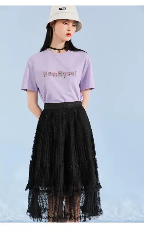 太平鸟字母短袖t恤女2021夏装新款黑色韩版宽松设计感半袖上衣潮 黑色