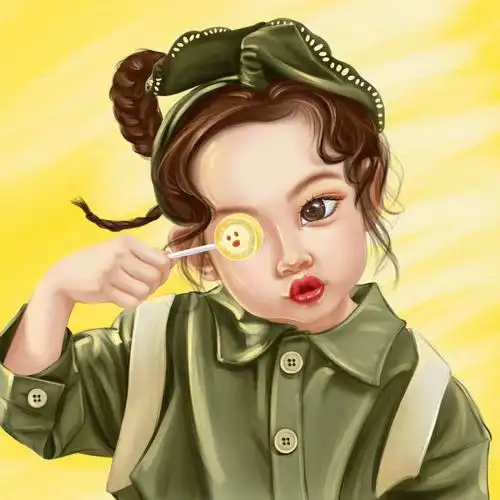 人物上色嘟嘟嘴女孩又萌又可爱哈哈