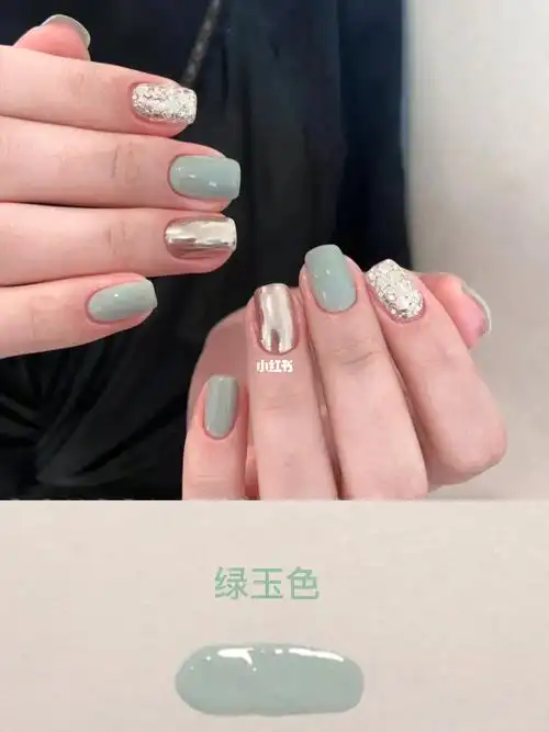 美甲绿玉色三原色调色教程