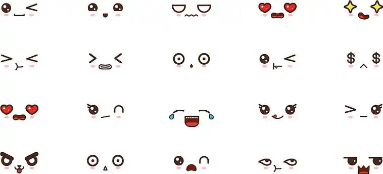 可爱的脸,微笑的表情,日本的表情图片