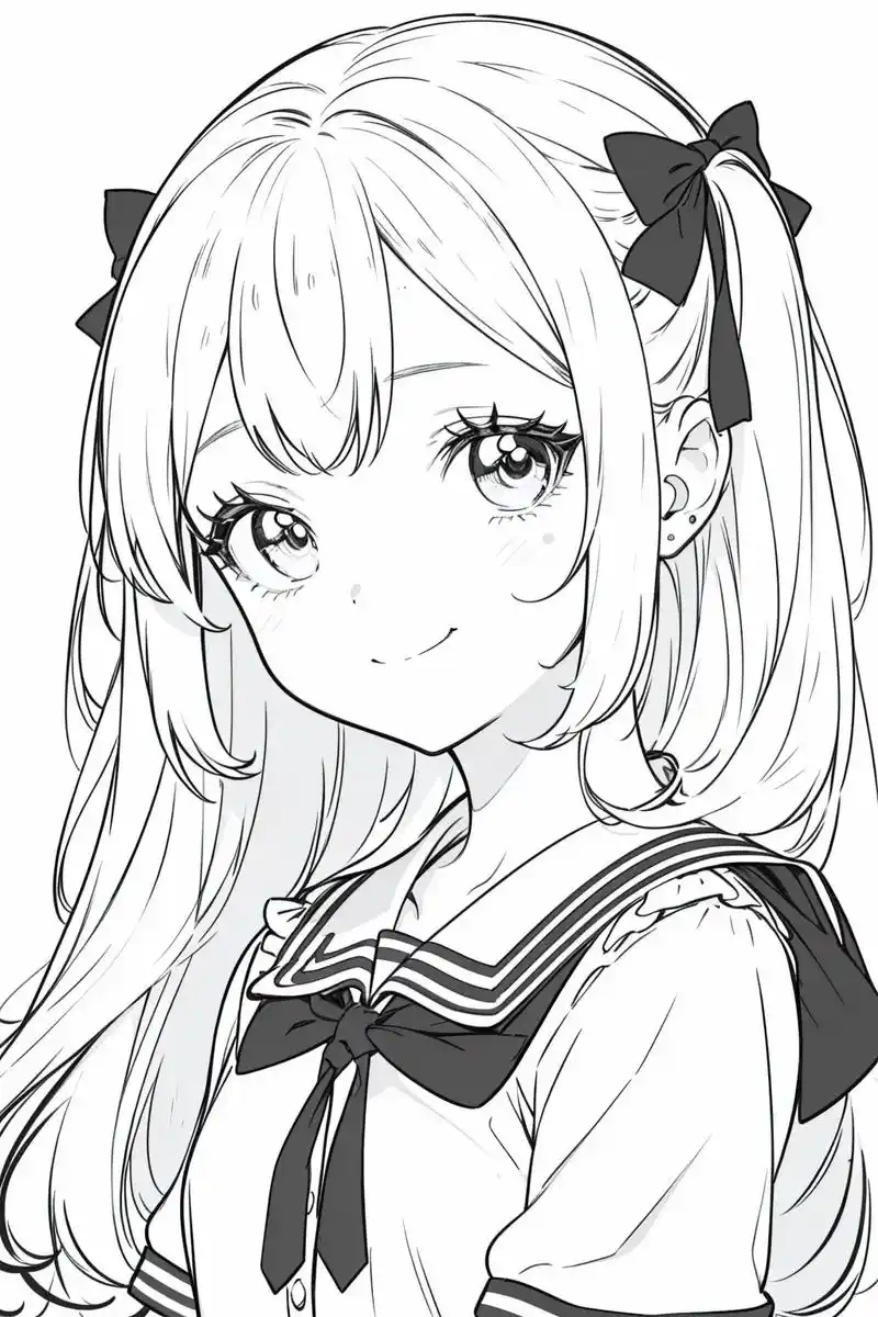 少女线稿.#二次元ai绘画 #线稿 #什么次元都逃不过甜妹  - 抖音