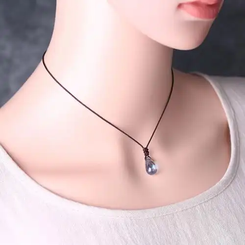 锁骨风项链脖颈链女民族脖子吊坠简约百搭配饰子颈链琉璃饰品项链