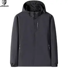 jp冲锋衣男外套秋冬款可脱帽子户外运动登山骑行质感简约亲肤夹克灰色