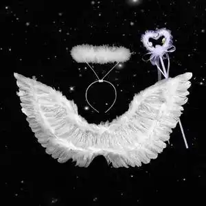 六一 儿童表演翅膀道具 小天使翅膀舞台婚庆天使羽毛翅膀玩具翅膀