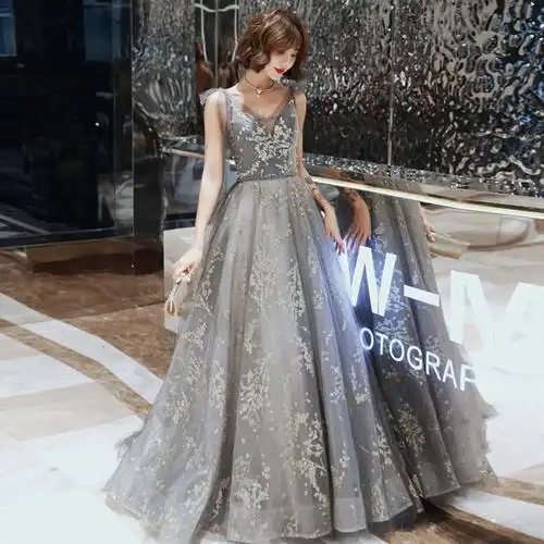 宴会晚礼服2023春季新款长款年会性感晚宴吊带主持人气质礼服裙女