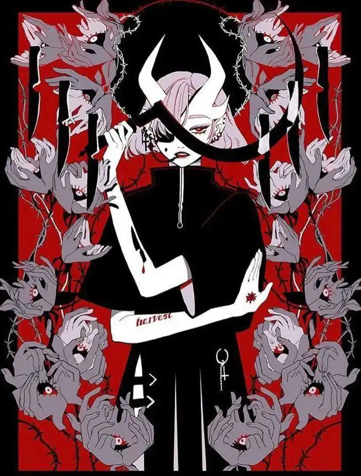 十分独特的人物插画,风格诡异唯美