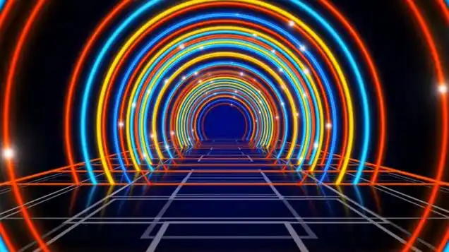 霓虹灯闪烁的梦幻隧道视频素材_视频素材免费下载_模板天空