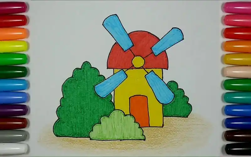 儿童简笔画 - 风车房子 每天一幅简笔画137 零基础学画画 painting