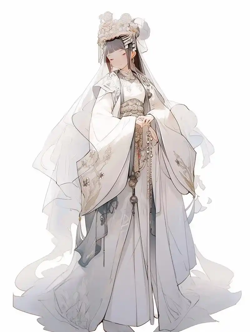 古风造型汉元素宫廷风造型灵感.一组以米白为基础的汉元素古风裙 - 抖