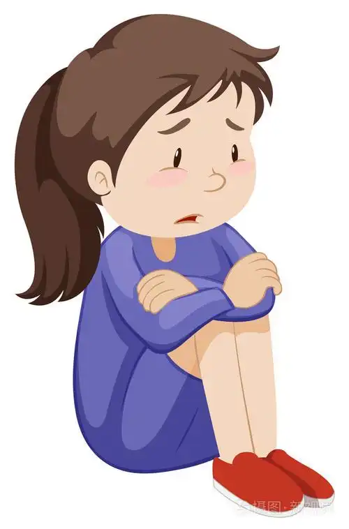 伤心的女孩独自一人坐