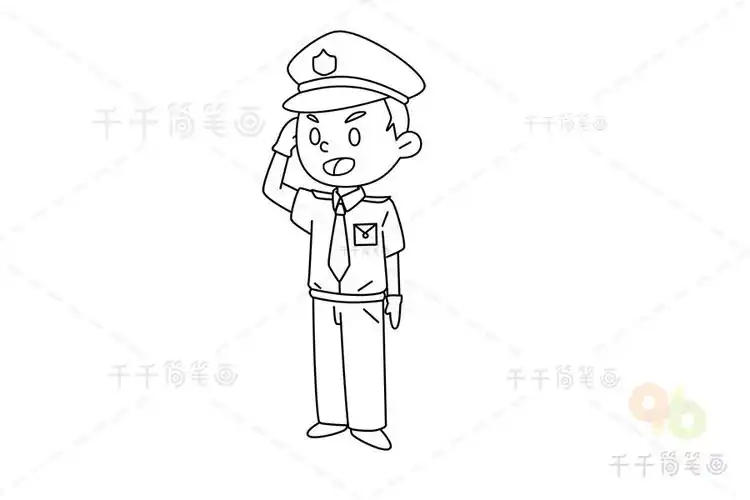 敬礼的警察叔叔简笔画