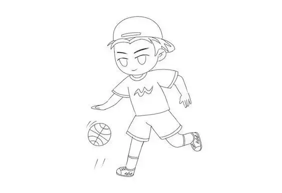 打篮球的小男孩简笔画秋天也要记得运动呦