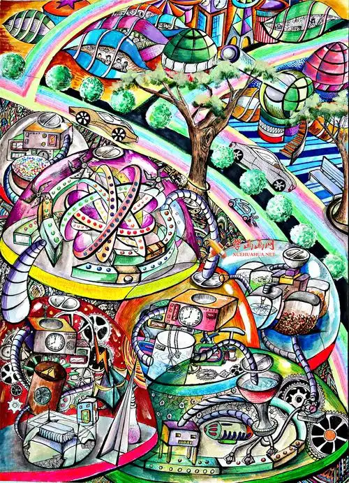 关于垃圾分类的儿童画二等奖作品垃圾分类能源机赏析