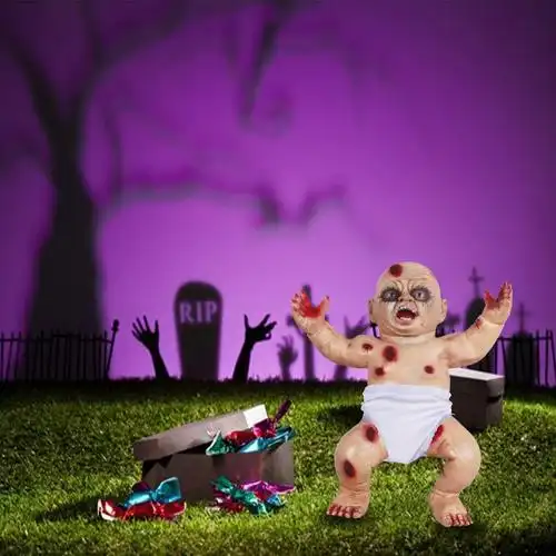 新款万圣节密室逃脱鬼屋酒吧恐怖鬼婴儿爬行道具摆件整蛊吓人玩具