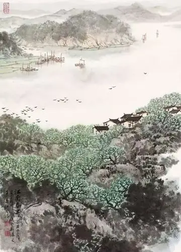 的烟雨江南 写美篇 宋文治先生一生画过许多以江南水乡为题材的山水画