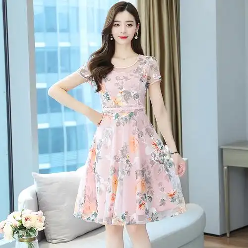 晗亦然夏季新款洋气连衣裙早春女装收腰遮肚显瘦气质时尚裙子8167