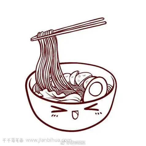 面条的简笔画海报