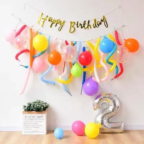 网红ins长条气球儿童生日布置宝宝周岁派对气球