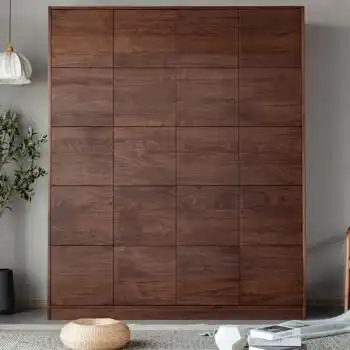 逸谨木北美黑胡桃全实木衣柜现代简约北欧樱桃木原木四门大衣橱整墙