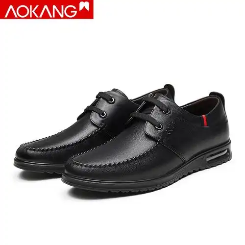 奥康男鞋商务休闲皮鞋牛皮正装单鞋男士气垫软底系带皮鞋男