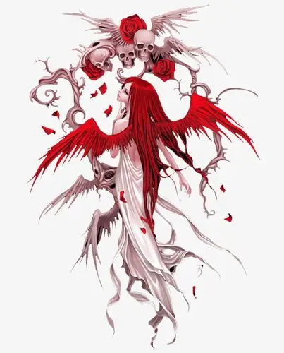 简约红色天使骷髅