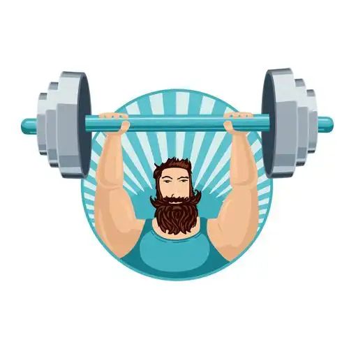 运动员,举起,杠铃,矢量,插画,胡须,强健,卡通,运动