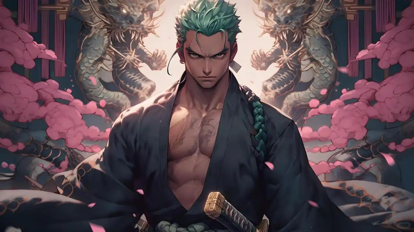 midjourney|海贼王 索隆|4k 16:9高清壁纸 美男子索隆