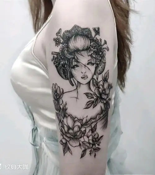 艺伎_纹身图案手稿图片_有空tattoo.牛老西的纹身作品集