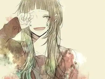 一张动漫图片少年少女均可表情是哭泣同时嘴在笑凄美绝望的