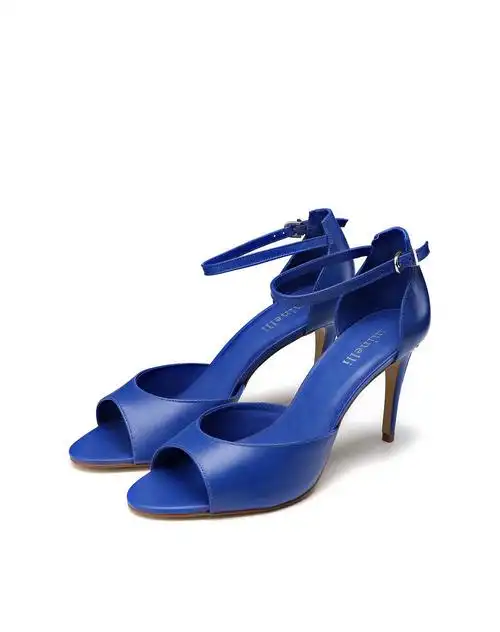 巴西进口女款蓝色时尚个人高跟凉鞋