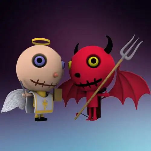 天使vs魔鬼3d模型