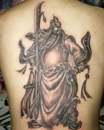 关公满背男士纹身图案