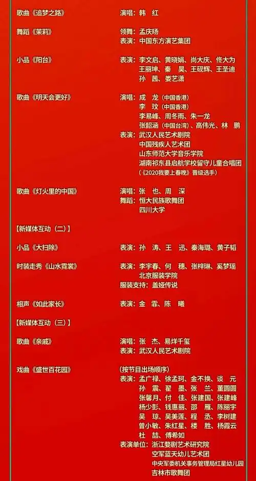 2021央视春晚节目单来了有你喜欢的吗