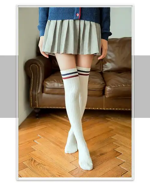 长袜子女韩版过膝长筒袜女日系学生高筒袜秋季防滑显瘦大腿袜子 白色*
