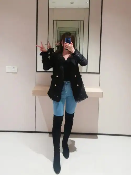 过膝长靴牛仔裤秋冬降温保暖第一