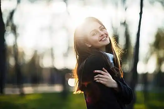 微笑,美女,头像,阳光,日落,时间,城市公园